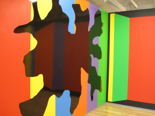 Sol Lewitt turned to bright colors in his later wall drawings, like these on the third floor of the MASS MoCA exhibit.