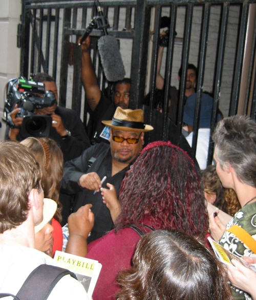 Stew at the Belasco Theatre's stage door after the final performance of "Passing Strange" last summer. (Copyright 2008, Steven P. Marsh)