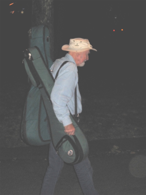 Pete Seeger is still carrying his own gear – at 90 years of age! (Copyright 2009, Steven P. Marsh)