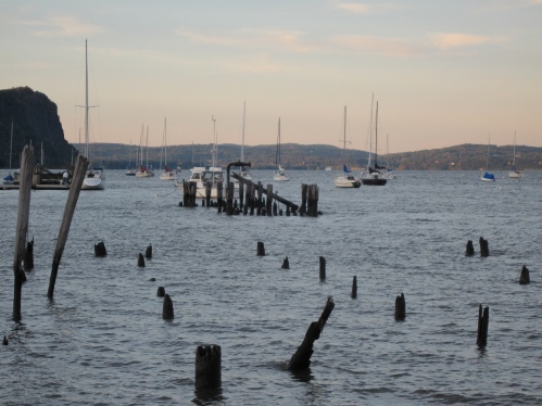 The Nyack waterfront, looking north to Hook Mountain.