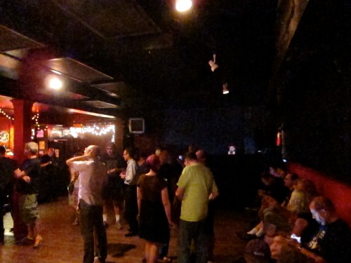 The crowd gathers in the back room at Maxwell's for the Jon Langford Threesome. (Photo © 2013, Steven P. Marsh)