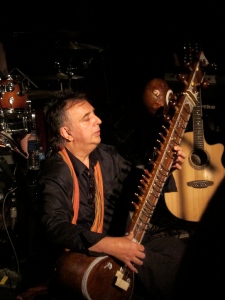Sérgio Dias plays sitar at Maxwell's, Hoboken, N.J., on June 28, 2013.