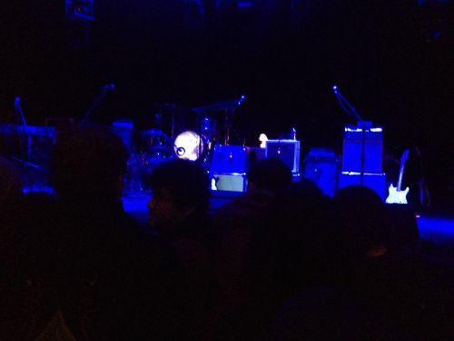 The hoi polloi weren't allowed to take photos of Neutral Milk Hotel during the performance, at the artist's request. So this image of the stage, set up for the band, is all I got. (© 2014, Steven P. Marsh)